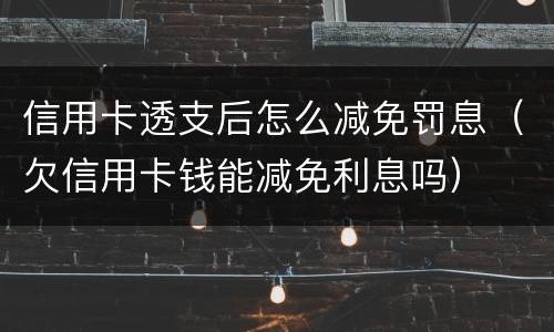 信用卡透支后怎么减免罚息（欠信用卡钱能减免利息吗）