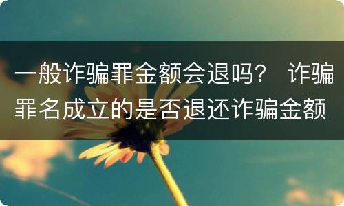 一般诈骗罪金额会退吗？ 诈骗罪名成立的是否退还诈骗金额