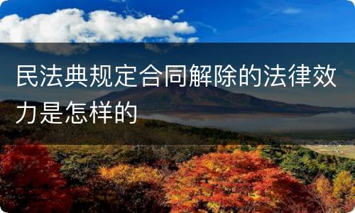 民法典规定合同解除的法律效力是怎样的