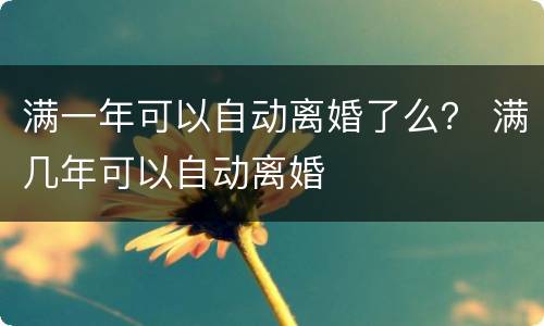 满一年可以自动离婚了么？ 满几年可以自动离婚