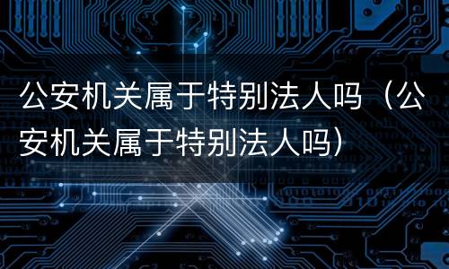 公安机关属于特别法人吗（公安机关属于特别法人吗）