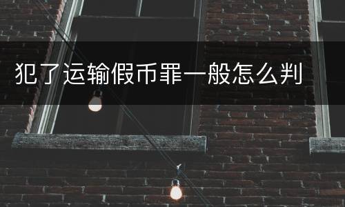 犯了运输假币罪一般怎么判