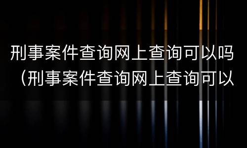 刑事案件查询网上查询可以吗（刑事案件查询网上查询可以吗）
