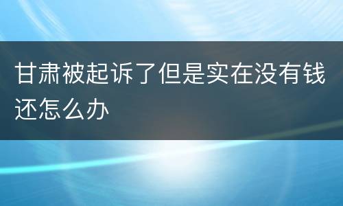 甘肃被起诉了但是实在没有钱还怎么办