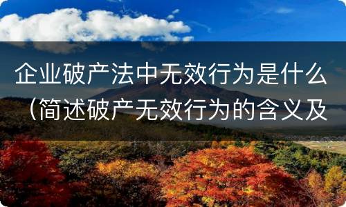 企业破产法中无效行为是什么（简述破产无效行为的含义及其适用的情形）