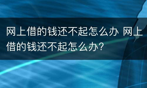 网上借的钱还不起怎么办 网上借的钱还不起怎么办?