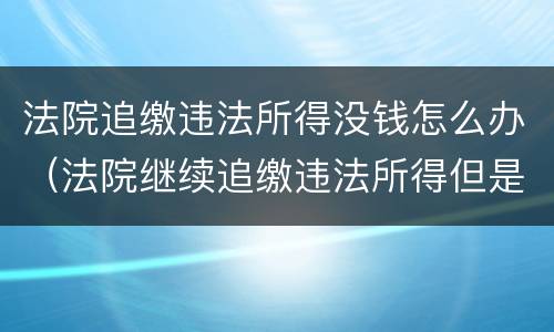 法院追缴违法所得没钱怎么办（法院继续追缴违法所得但是没有钱怎么办）