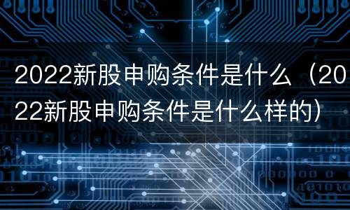 2022新股申购条件是什么（2022新股申购条件是什么样的）