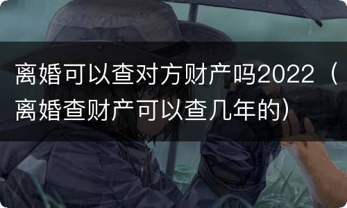 离婚可以查对方财产吗2022（离婚查财产可以查几年的）