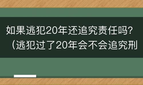 如果逃犯20年还追究责任吗？（逃犯过了20年会不会追究刑事责任）