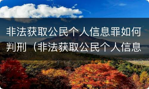 非法获取公民个人信息罪如何判刑（非法获取公民个人信息罪如何判刑的）