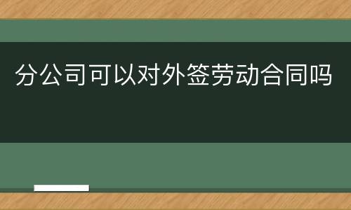 分公司可以对外签劳动合同吗