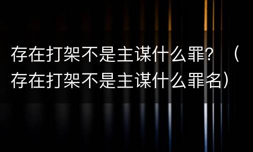 存在打架不是主谋什么罪？（存在打架不是主谋什么罪名）