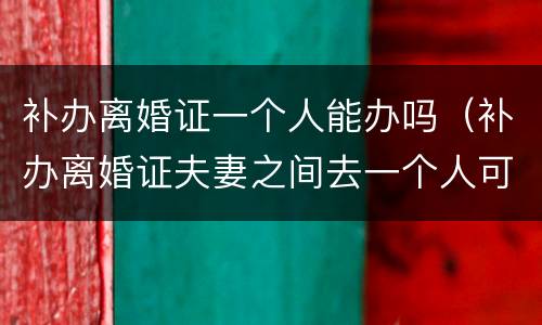 补办离婚证一个人能办吗（补办离婚证夫妻之间去一个人可以办理吗?）