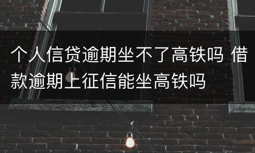 个人信贷逾期坐不了高铁吗 借款逾期上征信能坐高铁吗