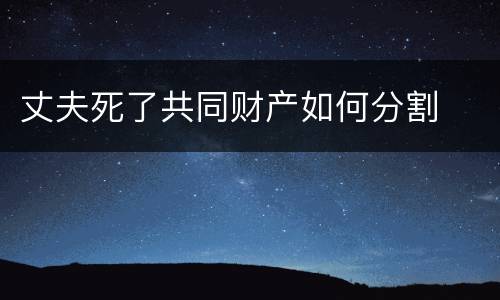 丈夫死了共同财产如何分割