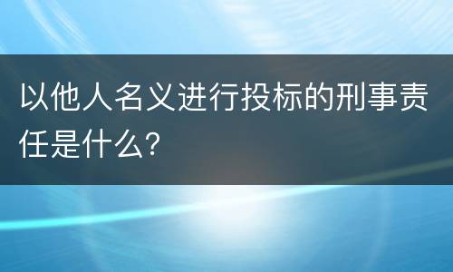 以他人名义进行投标的刑事责任是什么？
