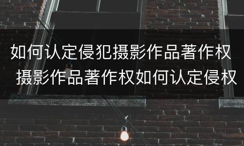 如何认定侵犯摄影作品著作权 摄影作品著作权如何认定侵权
