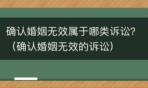 确认婚姻无效属于哪类诉讼？（确认婚姻无效的诉讼）