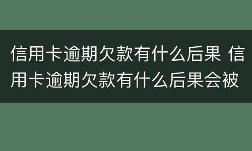 信用卡逾期欠款有什么后果 信用卡逾期欠款有什么后果会被法院提起诉讼吗