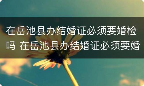 在岳池县办结婚证必须要婚检吗 在岳池县办结婚证必须要婚检吗现在