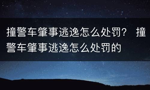 撞警车肇事逃逸怎么处罚？ 撞警车肇事逃逸怎么处罚的