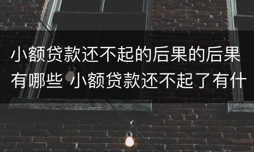 小额贷款还不起的后果的后果有哪些 小额贷款还不起了有什么后果