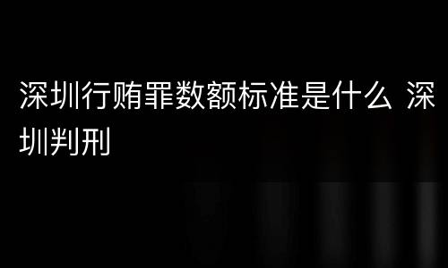 深圳行贿罪数额标准是什么 深圳判刑