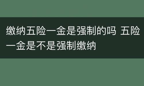 缴纳五险一金是强制的吗 五险一金是不是强制缴纳