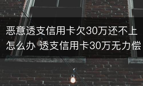 恶意透支信用卡欠30万还不上怎么办 透支信用卡30万无力偿还怎么办