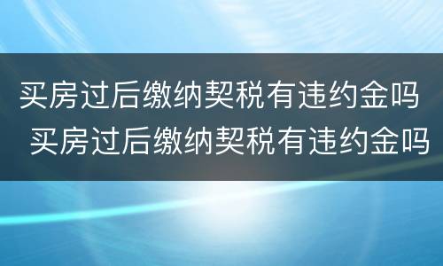 买房过后缴纳契税有违约金吗 买房过后缴纳契税有违约金吗怎么算