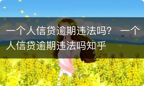 一个人信贷逾期违法吗？ 一个人信贷逾期违法吗知乎