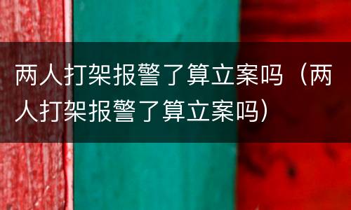 两人打架报警了算立案吗（两人打架报警了算立案吗）
