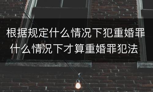 根据规定什么情况下犯重婚罪 什么情况下才算重婚罪犯法