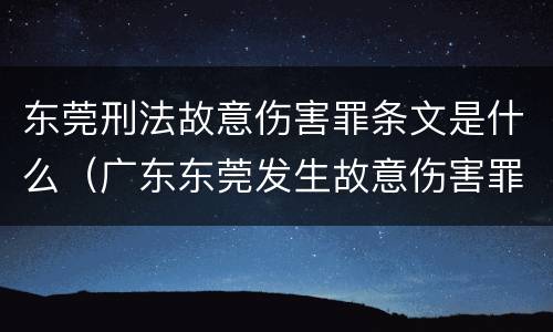东莞刑法故意伤害罪条文是什么（广东东莞发生故意伤害罪）