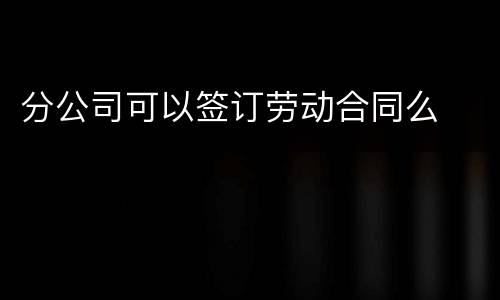 分公司可以签订劳动合同么