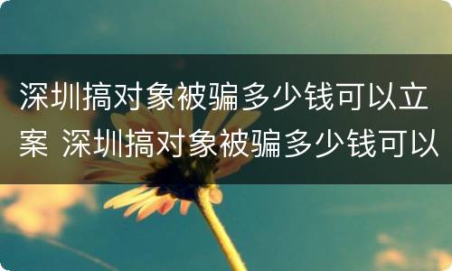 深圳搞对象被骗多少钱可以立案 深圳搞对象被骗多少钱可以立案侦查