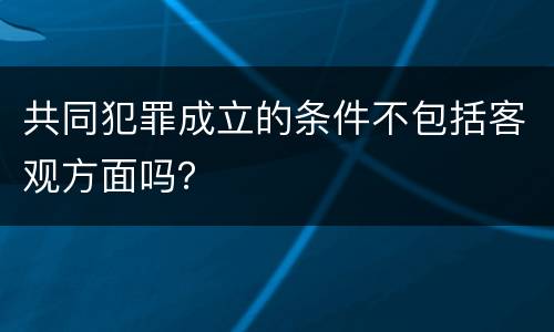 共同犯罪成立的条件不包括客观方面吗？