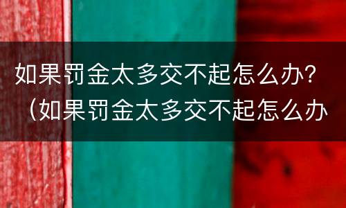 如果罚金太多交不起怎么办？（如果罚金太多交不起怎么办呢）
