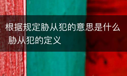 根据规定胁从犯的意思是什么 胁从犯的定义