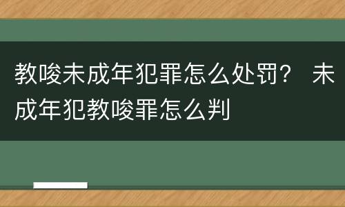 教唆未成年犯罪怎么处罚？ 未成年犯教唆罪怎么判