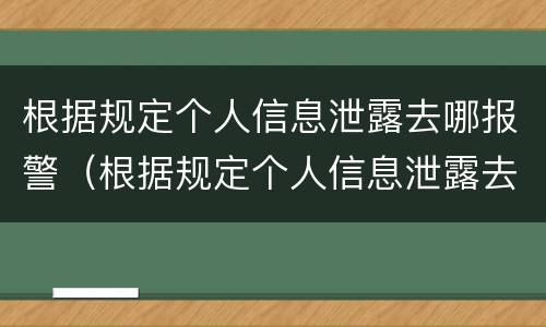 根据规定个人信息泄露去哪报警（根据规定个人信息泄露去哪报警处理）