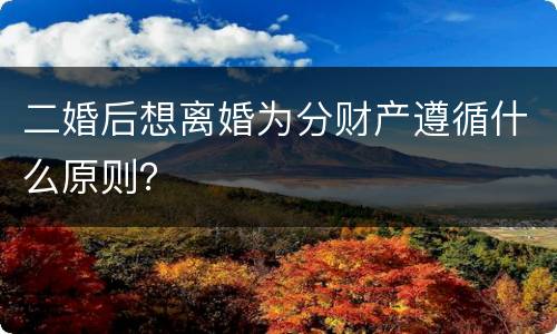 二婚后想离婚为分财产遵循什么原则？