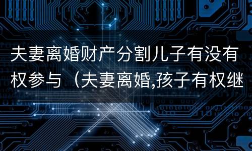夫妻离婚财产分割儿子有没有权参与（夫妻离婚,孩子有权继承遗产吗）
