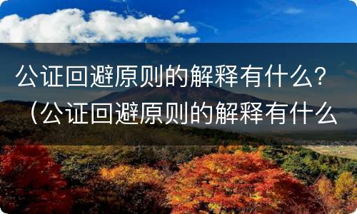 公证回避原则的解释有什么？（公证回避原则的解释有什么作用）