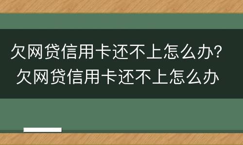欠网贷信用卡还不上怎么办？ 欠网贷信用卡还不上怎么办