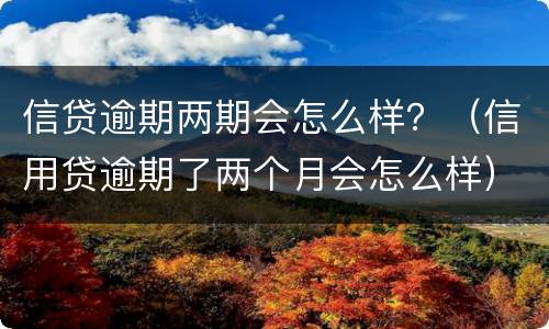 信贷逾期两期会怎么样？（信用贷逾期了两个月会怎么样）