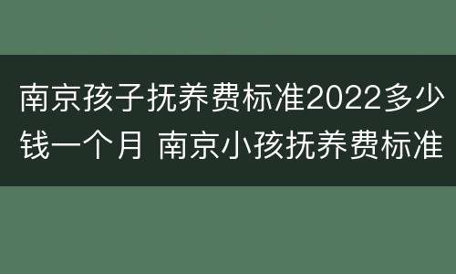 南京孩子抚养费标准2022多少钱一个月 南京小孩抚养费标准一月多少钱