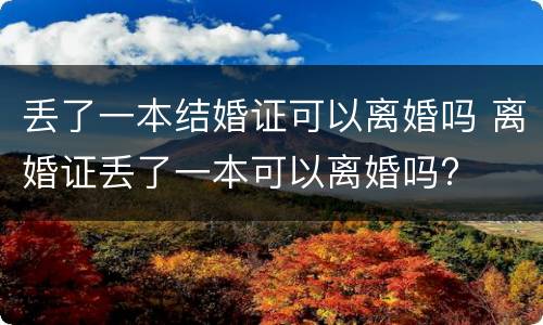 丢了一本结婚证可以离婚吗 离婚证丢了一本可以离婚吗?
