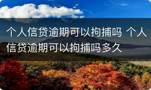 个人信贷逾期可以拘捕吗 个人信贷逾期可以拘捕吗多久